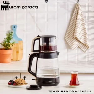 چایساز شیشه‌ ای کاراجا Glass tea کرم