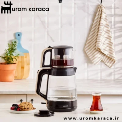 چایساز شیشه‌ ای کاراجا Glass tea کرم