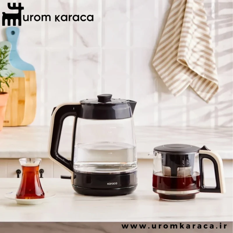 چایساز شیشه‌ ای کاراجا Glass tea کرم