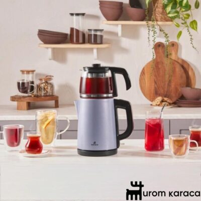 چاییساز برقی کاراجا مدل retro glass آبی