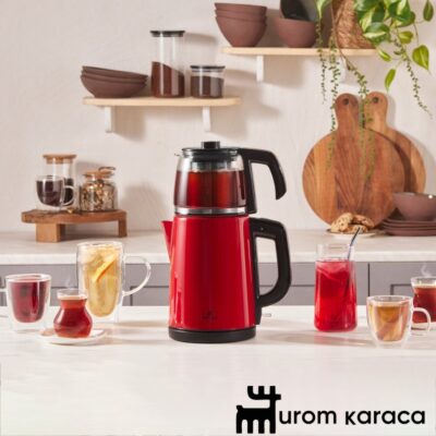 چاییساز برقی کاراجا مدل retro glass قرمز