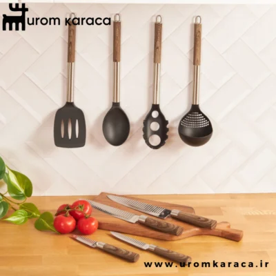 سرویس 8 پارچه کفگیر و ملاقه و چاقو کاراجا Timber