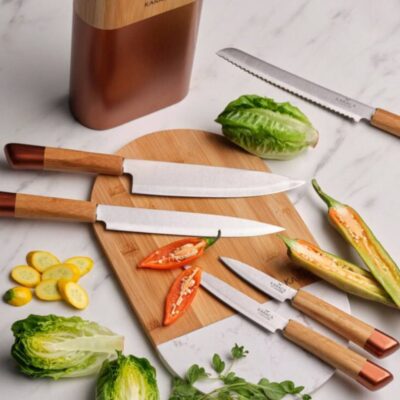 ست کارد آشپزخانه استندی کاراجا مدل Maple رنگ برنزی (4)