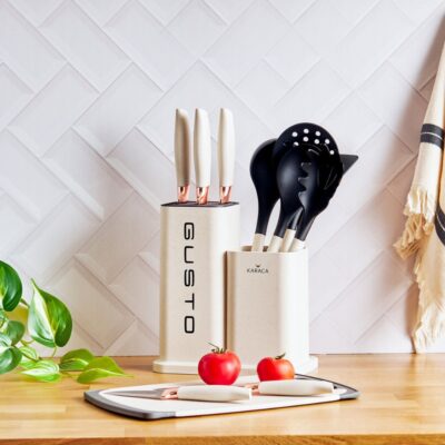 سرویس چاقو و تخته برش 12 پارچه کاراجا Gusto کرم (8)