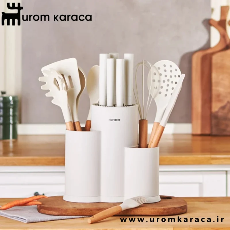 سرویس چاقو 14 پارچه کاراجا Burby wood کرم