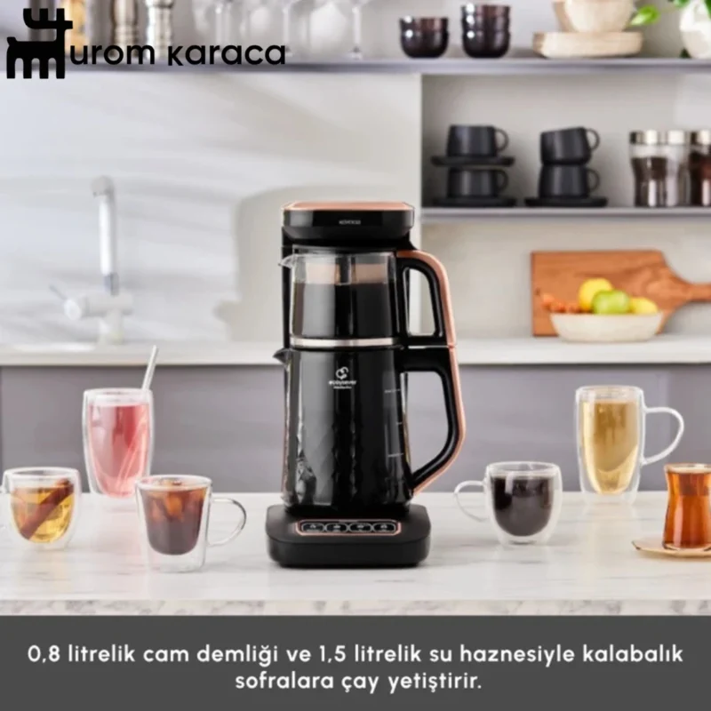 چایساز و قهوه ساز سخنگو کاراجا Caysever Robotea Pro Quartz مشکی مسی