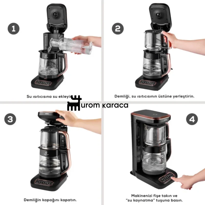 چایساز و قهوه ساز سخنگو کاراجا Caysever Robotea Pro Quartz مشکی مسی