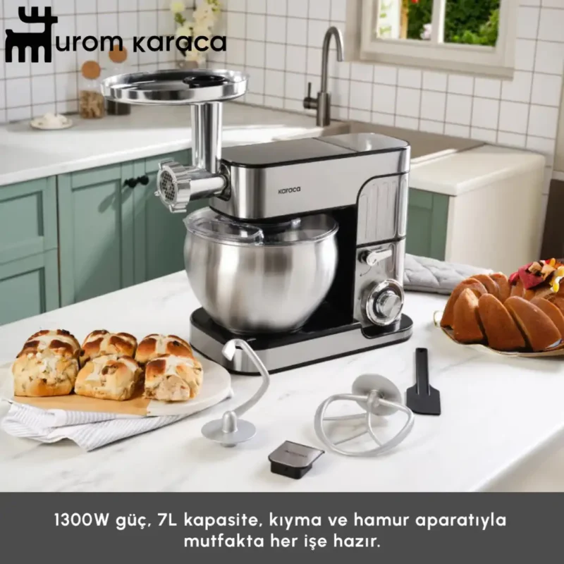 چرخ گوشت و همزن کاراجا Inoxchef Pro نقره ای ۷ لیتر - Image 3