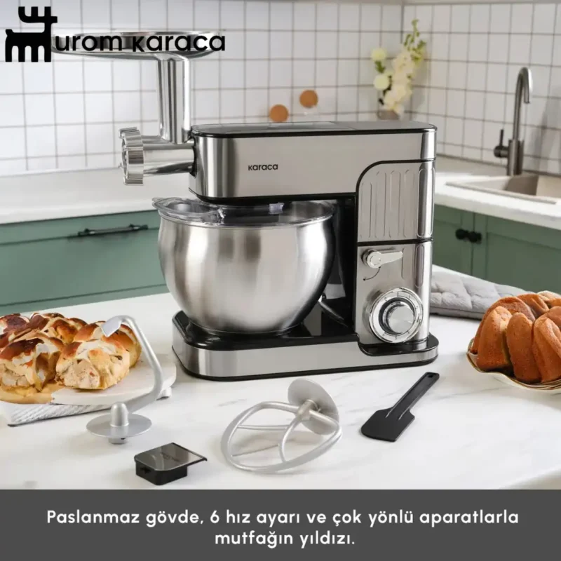 چرخ گوشت و همزن کاراجا Inoxchef Pro نقره ای ۷ لیتر - Image 4