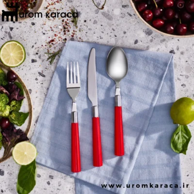 سرویس قاشق و چنگال 18 پارچه ۶ نفره کاراجا Fluca قرمز