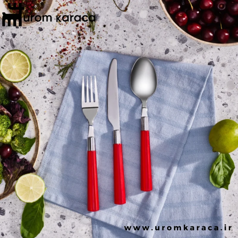 سرویس قاشق و چنگال 18 پارچه ۶ نفره کاراجا Fluca قرمز