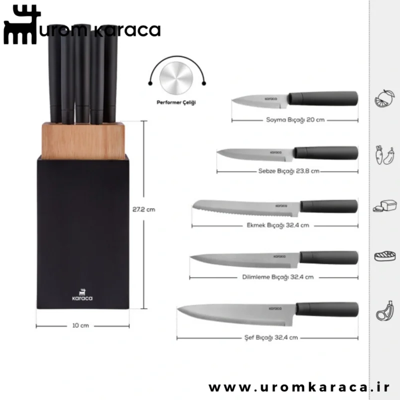سرویس چاقو 6 پارچه کاراجا Viego مشکی
