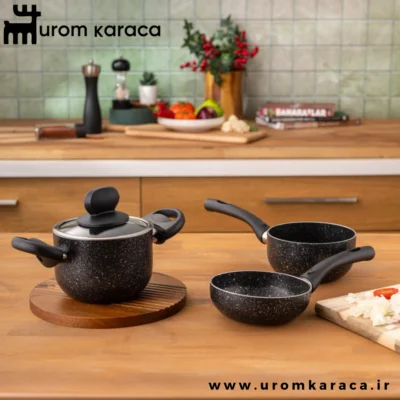 سرویس قابلمه کوچک 4 پارچه گرانیت امسان Vega مشکی