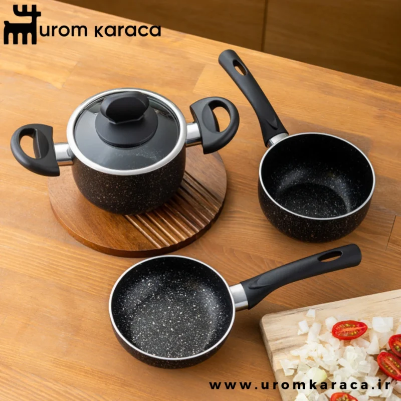 سرویس قابلمه کوچک 4 پارچه گرانیت امسان Vega مشکی