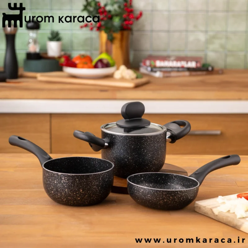 سرویس قابلمه کوچک 4 پارچه گرانیت امسان Vega مشکی