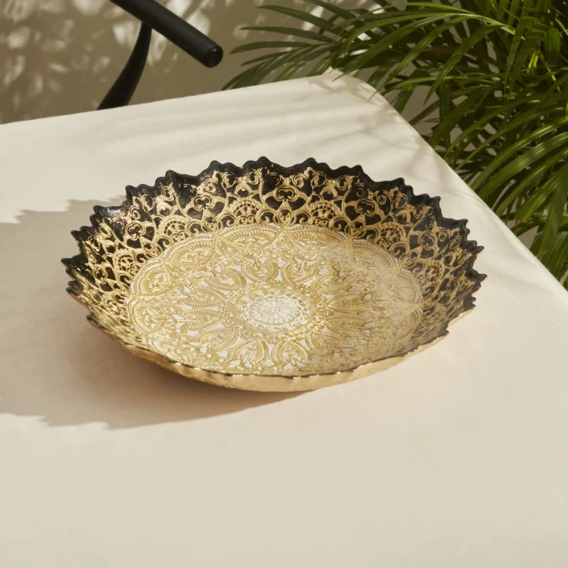 ظرف دکوری کاراجاهوم Kashida قطر 34 سانتی طلایی - تصویر 5