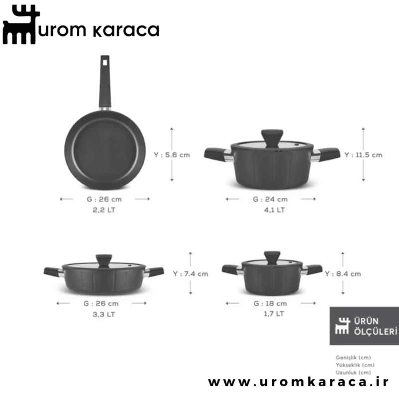 سرویس قابلمه 7 پارچه کاراجا بیو دایموند Regnum مشکی