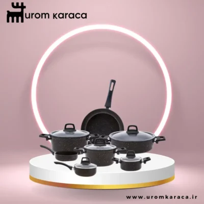 سرویس قابلمه 12 پارچه کاراجا Biogranit Blackgold مشکی طلایی