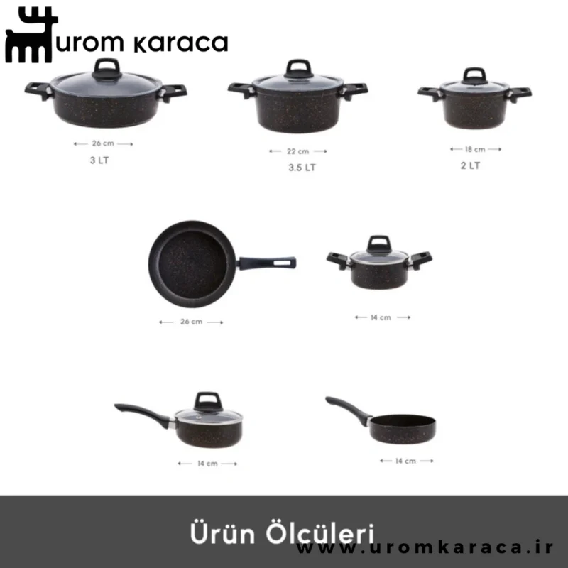 سرویس قابلمه 12 پارچه کاراجا Biogranit Blackgold مشکی طلایی
