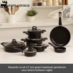 سرویس قابلمه 12 پارچه کاراجا Biogranit Blackgold مشکی طلایی