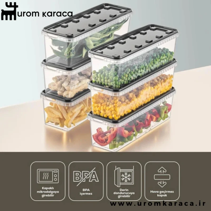ظرف نگهداری ضد نشت 1.4 لیتری 6 عددی وینو ، آنتراسیت شفاف، مخصوص یخچال و فریزر