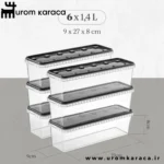 ظرف نگهداری ضد نشت 1.4 لیتری 6 عددی وینو ، آنتراسیت شفاف، مخصوص یخچال و فریزر