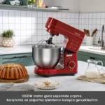 همزن کاسه دار کاراجا Maestrochef Stella قرمز آلبالویی 1500 وات - تصویر 4