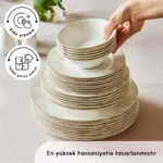 سرویس غذاخوری 53 پارچه ۱۲ نفره کاراجا Siena New Bone طلایی - تصویر 3
