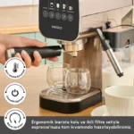 اسپرسوساز دیجیتال با فوم ساز شیر کاراجا MyCaffe باریستا S20 نقره ای - تصویر 8