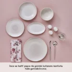 سرویس غذاخوری 53 پارچه ۱۲ نفره کاراجا Forever Bone Artiste سفید - تصویر 4