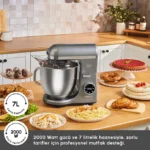 همزن کاسه دار کاراجا Mastermaid Chef Ultra طوسی 2000 وات - تصویر 3