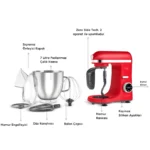 همزن کاسه دار کاراجا Mastermaid Chef Ultra قرمز درباری 2000 وات - تصویر 3