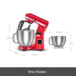 همزن کاسه دار کاراجا Mastermaid Chef Ultra قرمز درباری 2000 وات - تصویر 5