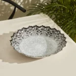ظرف دکوری کاراجاهوم Kashida قطر 34 سانتی نقره ای