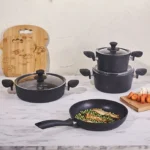 سرویس قابلمه 7 پارچه کاراجا Biogranit Azelya مشکی گلد - Image 6