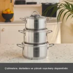 سرویس قابلمه استیل کوچک 6 پارچه کاراجا Fiorino - Image 5