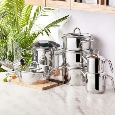 سرویس جهیزیه استیل 17 پارچه کاراجا Platinium Induksiyon