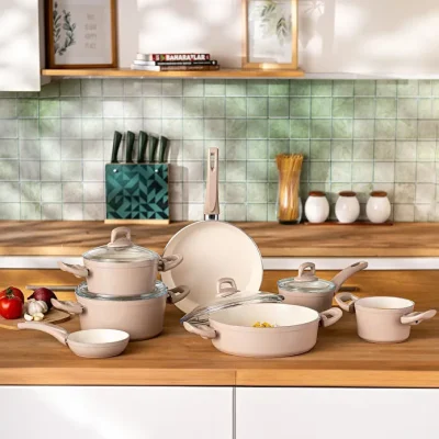 سرویس قابلمه ۱۱ پارچه امسان Crystal رزگلد