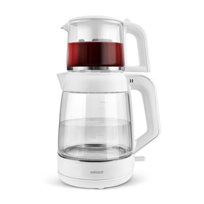 چای ساز شیشه ای کاراجا Glass Tea Xl 2 in 1 سفید مات