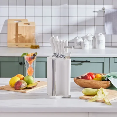 سرویس چاقو 7 پارچه با جا دستمال کاراجا مگافورس Mega Force سفید