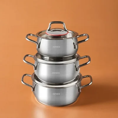 سرویس قابلمه استیل کوچک 6 پارچه کاراجا Emirgan Induksiyon