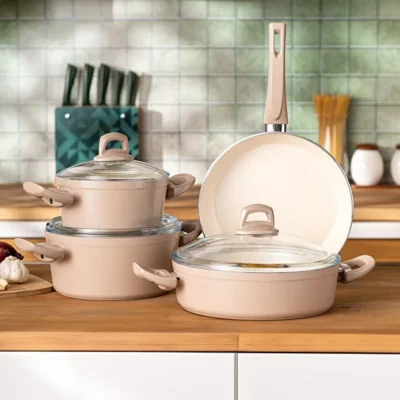 سرویس قابلمه 7 پارچه امسان Crystal رزگلد