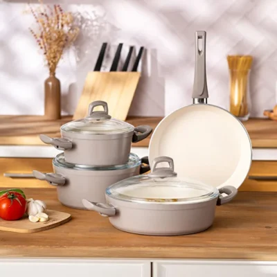 سرویس قابلمه 7 پارچه امسان Crystal بژ