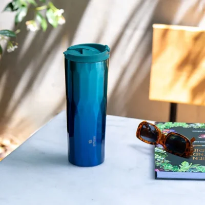 تراول ماگ استیل امسان کریستال Crystal حجم 500 میلی فیروز‌ه‌ای