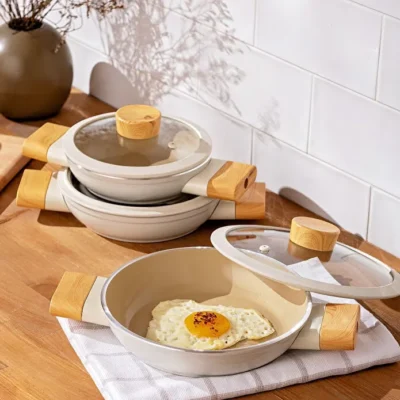 سرویس ماهیتابه ۶ پارچه امسان ساهان سوئیس کریستال کرم