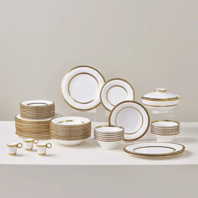 سرویس غذاخوری 55 پارچه 12 نفره کاراجا رویال بن ویکتوریا طلایی Royal Bone Victoria