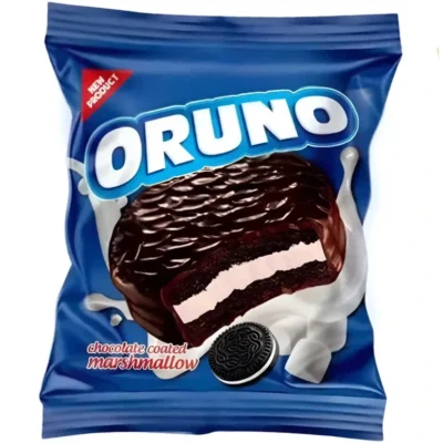 کیک شکلاتی اورونو Oruno با مغز مارشمالو و کرم شیری وزن ۴۰ گرم