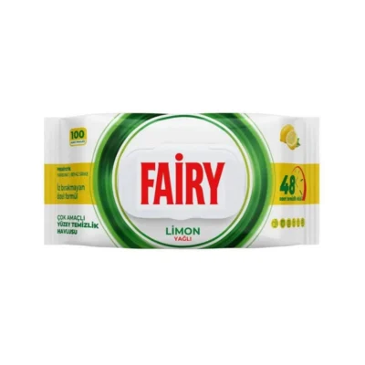 دستمال مرطوب سطوح فیری Fairy با رایحه لیمو بسته ۱۰۰ عددی