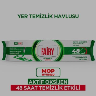 دستمال مرطوب مخصوص تی فیری با رایحه Power Wipes بسته 50 عددی