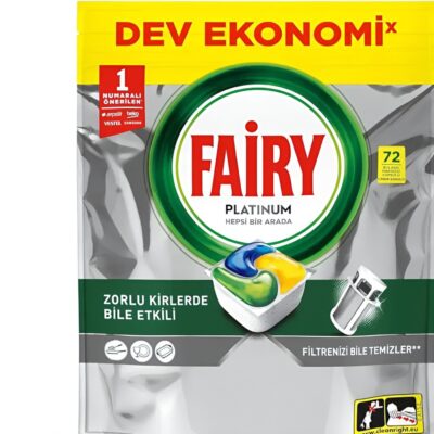 قرص ماشین ظرفشویی فیری fairy حاوی پلاتینیوم بسته 72 عدد